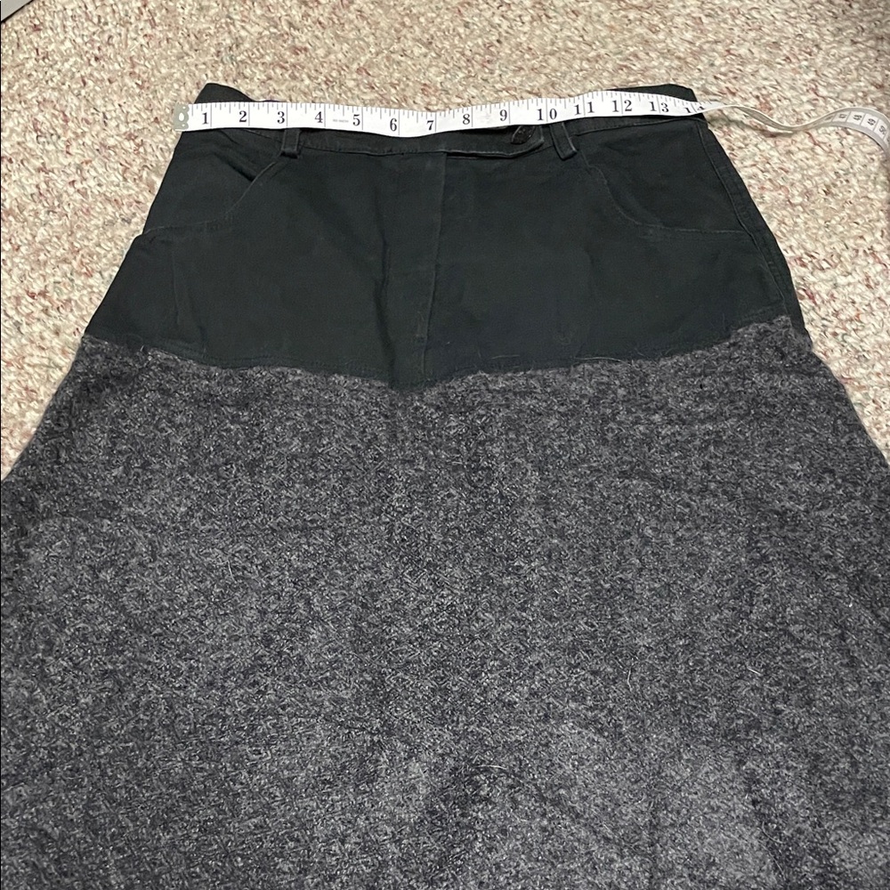 Sarah pacini multi texture/hem black sheer with grey wool midi skirt - Picture 3 of 8